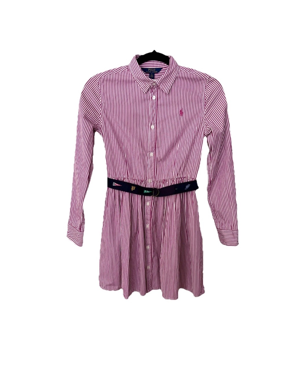 Polo by Ralph Lauren Pink and White Striped Button-Front Shirt Dress